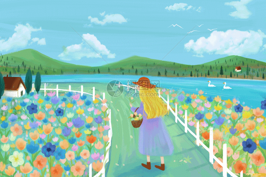 gif动图 插画动图 旅途中的女孩gif.psd,gif 860_574