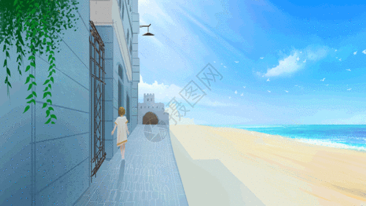 海边的风景gif图片素材