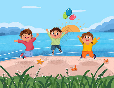 海边快乐的儿童图片