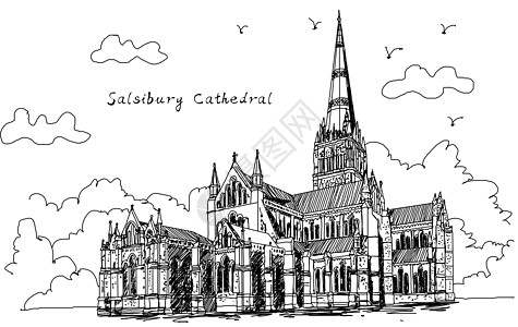英国索尔兹伯里大教堂背景图片