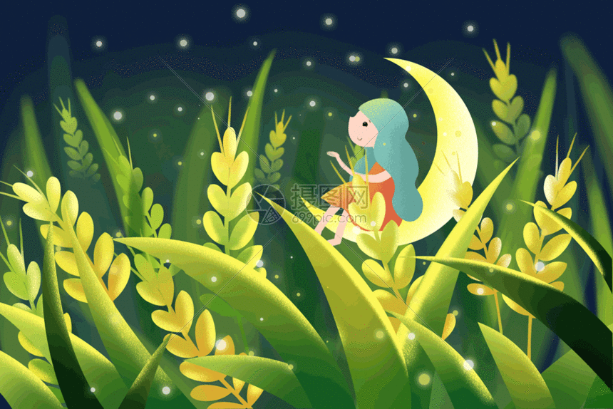 gif动图 插画动图 麦田夜景gif.psd,gif 860_574