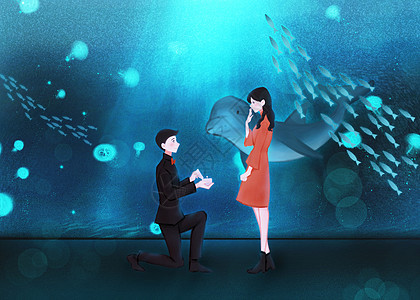 520水族馆情侣求婚背景图片