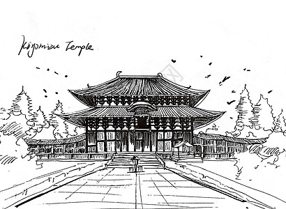 日本京都日本东京京都清水寺插画