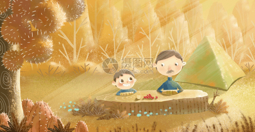 gif动图 插画动图 亲子野餐gif.psd,gif 860_445