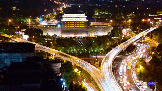 北京全景北京德胜门箭楼之夜景高清图片