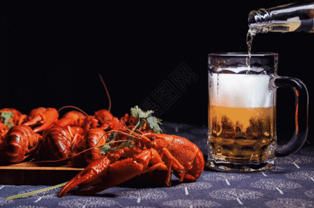 海鲜龙虾夏天龙虾啤酒gif高清图片