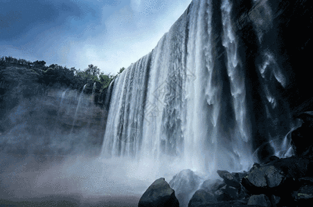 石头溪流万州大瀑布gif高清图片