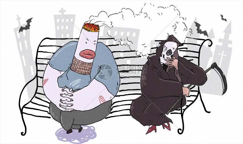 吸烟与死神约会gif动图动图图片-正版gif素材-摄