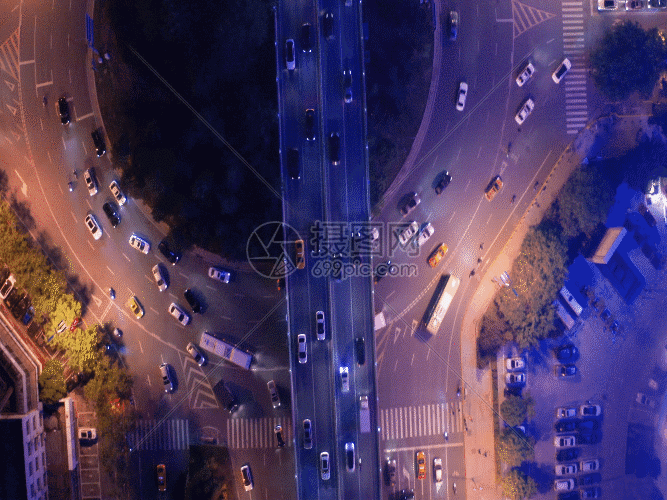夜景繁华交通gif动图图片-正版gif素材401323107-摄图网