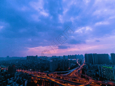 延时成都夜景交通GIF高清图片