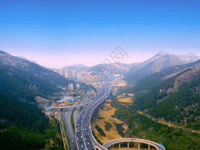 航拍山区高架立交延时GIF图片