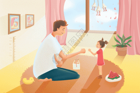 爸爸和女儿玩耍小小的约定GIF动画高清图片