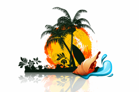 热带度假热带风景插画gif高清图片