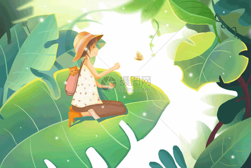 gif动图 插画动图 森林旅行gif.psd,gif 860_574