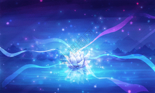 梦幻荷花插画gif动图图片素材