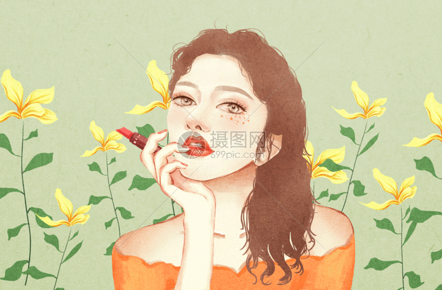 gif动图 实景动图  手绘插画 美妆女孩gif.psd,gif860_564
