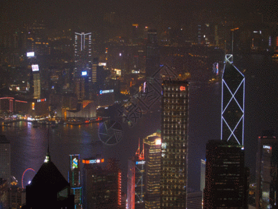 香港夜景图俯视香港城市夜景维多利亚港GIF高清图片