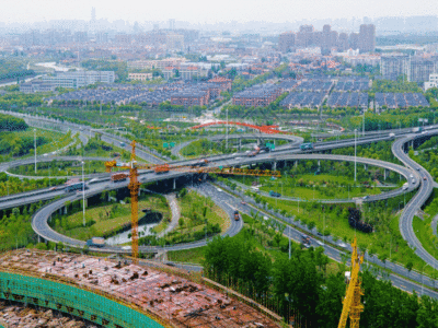 城市绿色环境交通延时GIF图片