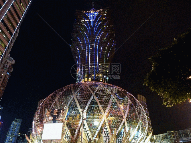 夜景澳门新葡京延时gif动图图片-正版gif素材-摄