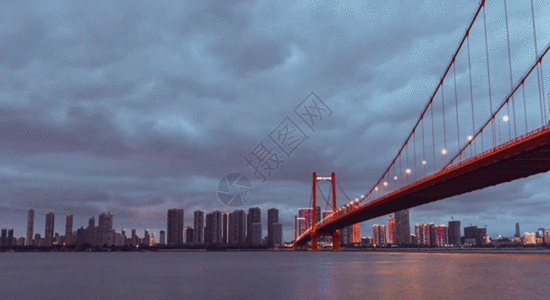 大桥夜景鹦鹉洲大桥gif动图高清图片