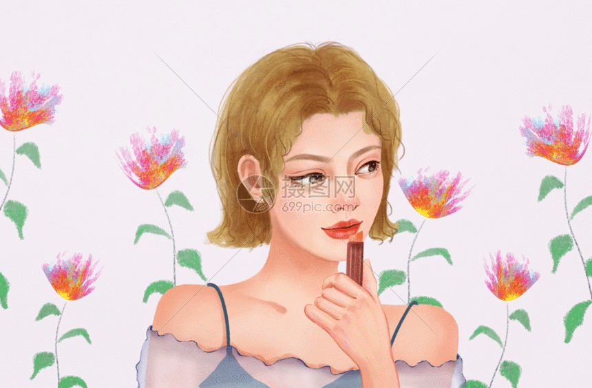 gif动图 插画动图 美妆女孩gif.psd,gif 860_564