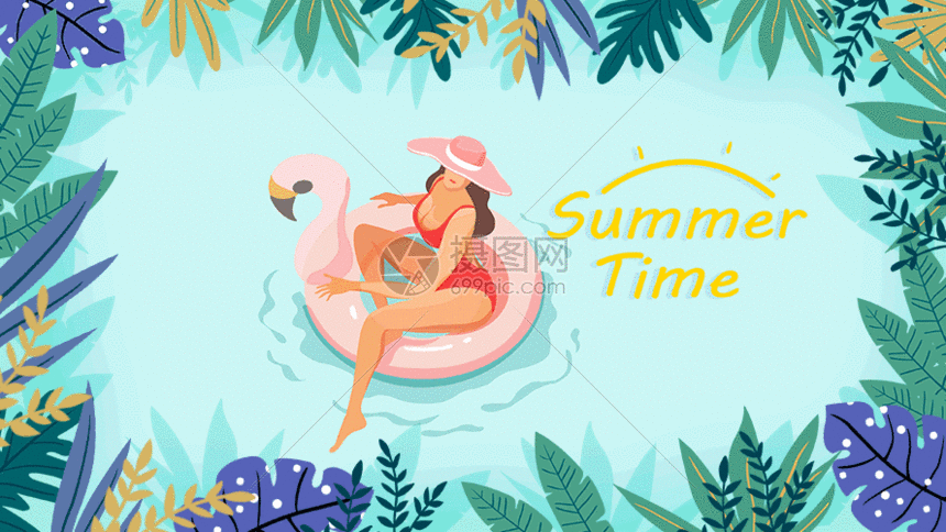 gif动图 插画动图 你好夏天系列唯美清新插图gif.psd,gif