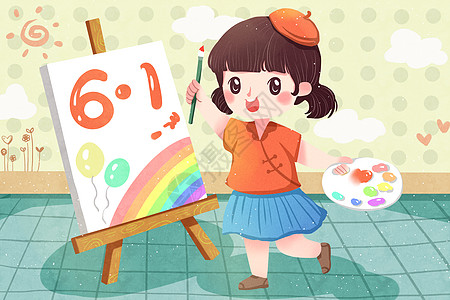 61儿童节画画卡通小孩高清图片