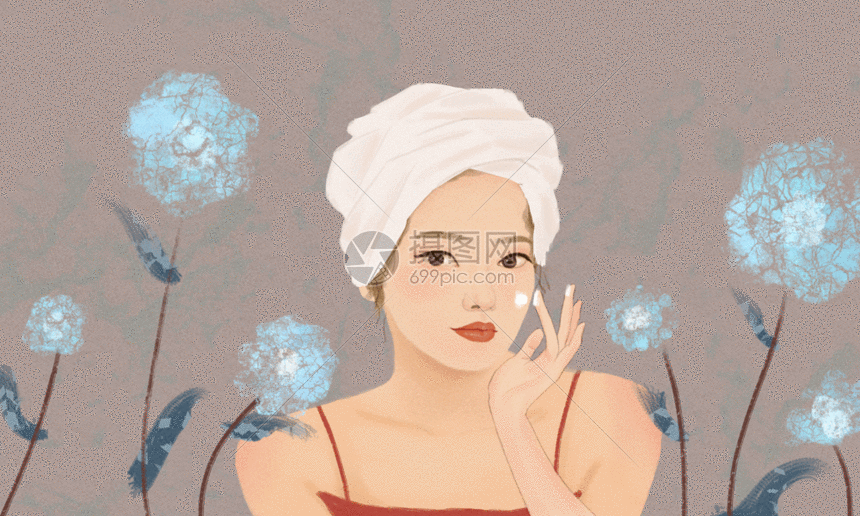 gif动图 插画动图 美女洗澡护肤gif.psd,gif 860_516