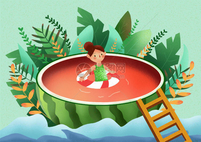 夏天时光插画gif动图