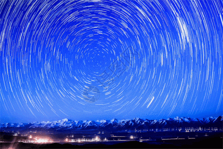 户外夜晚青海大坂山星轨gif高清图片