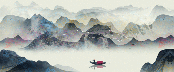 中国风山水画gif图片素材