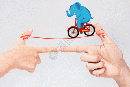 骑自行车的大象玩杂耍的大象——创意摄影插画  GIF高清图片