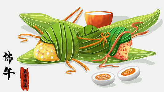 五月初五端午节吃粽子背景图片