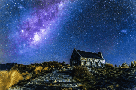 新西兰留学教堂星空gif高清图片