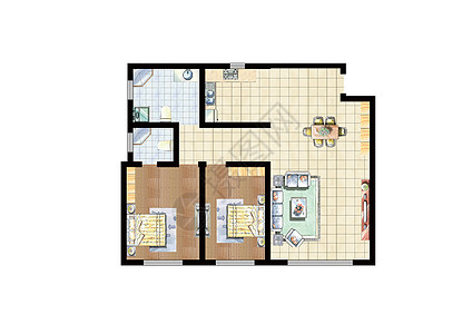 两室一厅室内设计CAD高清图片