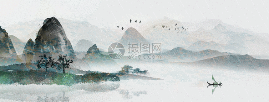 gif动图 插画动图 中国风山水画gif.psd,gif