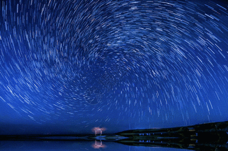 户外夜晚青海湖二郎剑星空gif高清图片