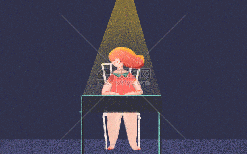 深夜的书桌前插画gif动图