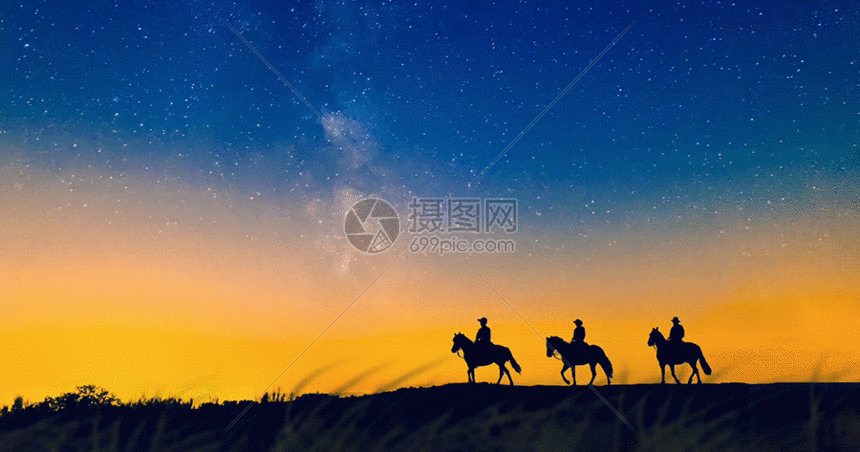 星河牧归图gif动图图片-正版gif素材401395440-摄图网