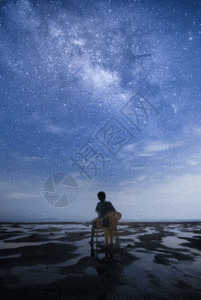 仰望北海涠洲岛银河星空gif高清图片