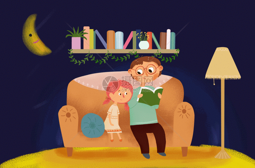 听爸爸讲故事gif动图图片-正版gif素材401396999-摄