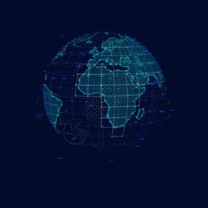 创意世界地图蓝色科技地球gif高清图片