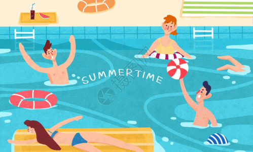 夏季泳池gif动图图片