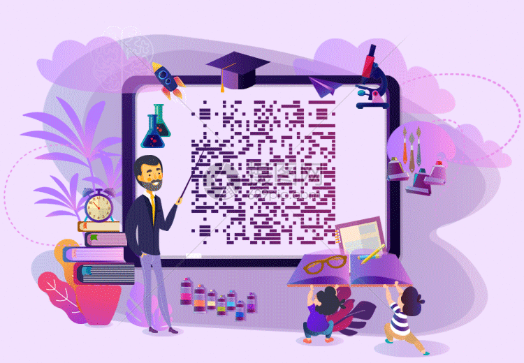 gif动图 新媒体 摄图网 扁平风课堂教育微信二维码引导关注gif.