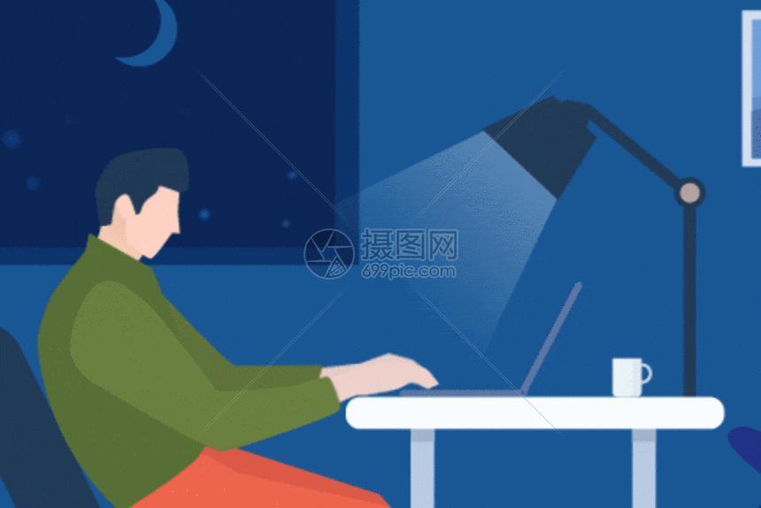 深夜加班gif动图图片-正版gif素材401416954-摄图网
