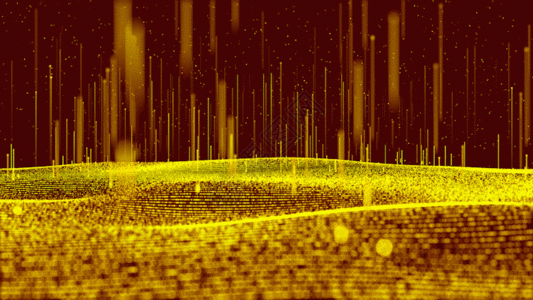 金色粒子海平面动画GIF图片
