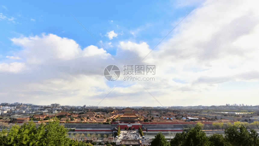 北京故宫紫禁城全景延时摄影GIF图片