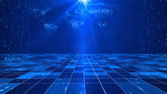 蓝色网格科技空间背景GIF图片