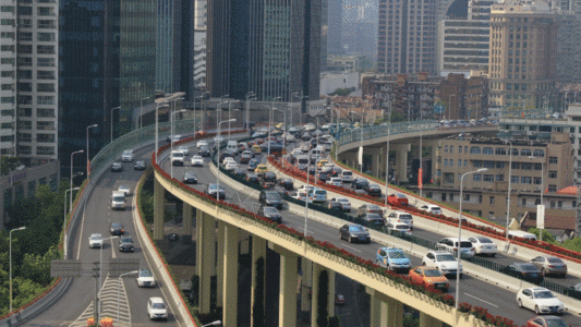 长沙建筑上海拥堵的城市交通实拍GIF高清图片