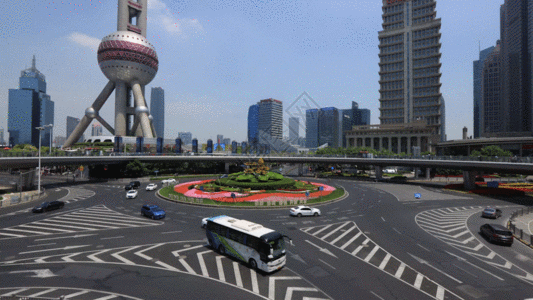 上海陆家嘴金融区城市交通延时GIF图片
